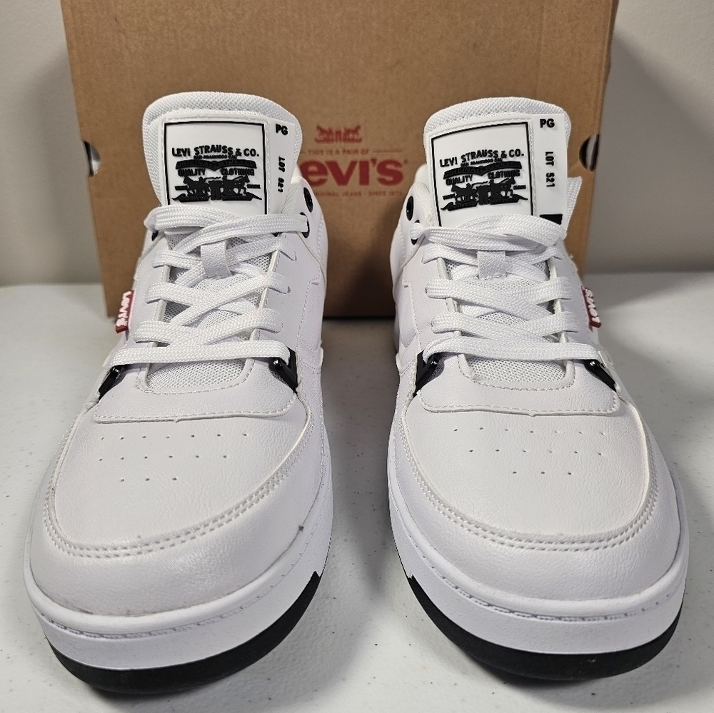 Levi's Mens 521 Mod Lo Pebbled Sneakers Low Top Casual White Black Size 12M - Picture 12 of 16